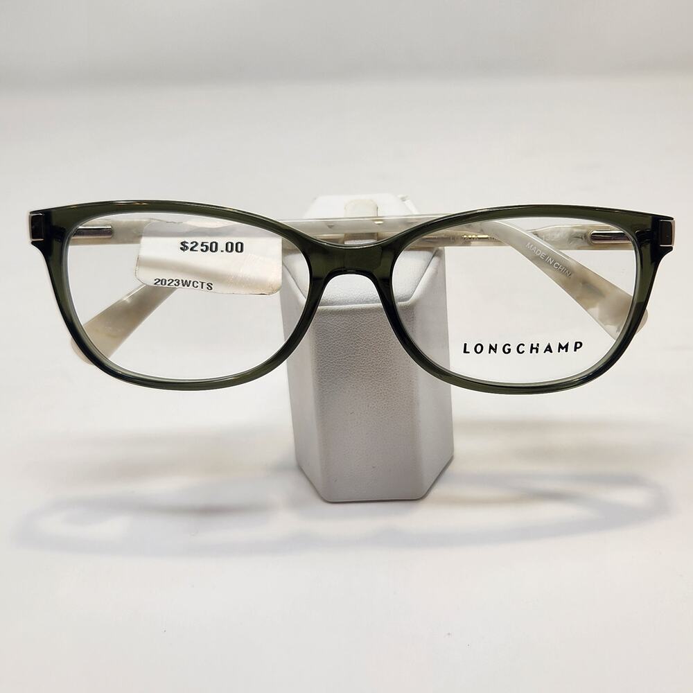 Longchamp LO2616 305 Sage Green White Eyeglass Frames Full Rim Rectangle
